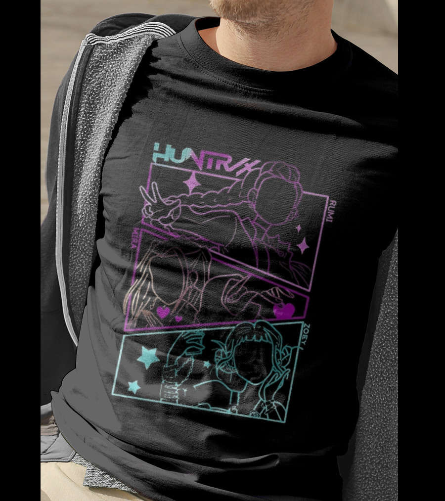 Huntrix Girls Kpop Demon Hunters Neon Manga T-Shirt