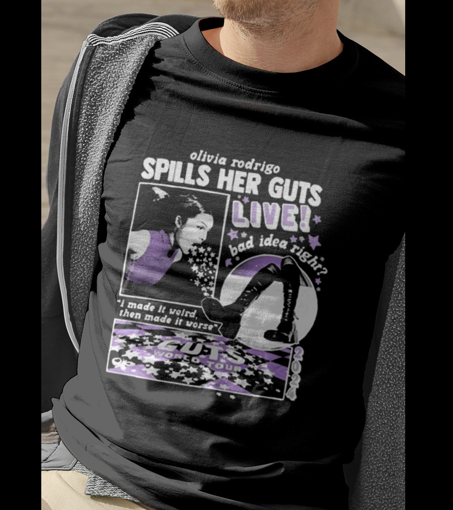 Olivia Rodrigo Spills Her Guts Live World Tour 2023 Bad Idea Right? T-Shirt