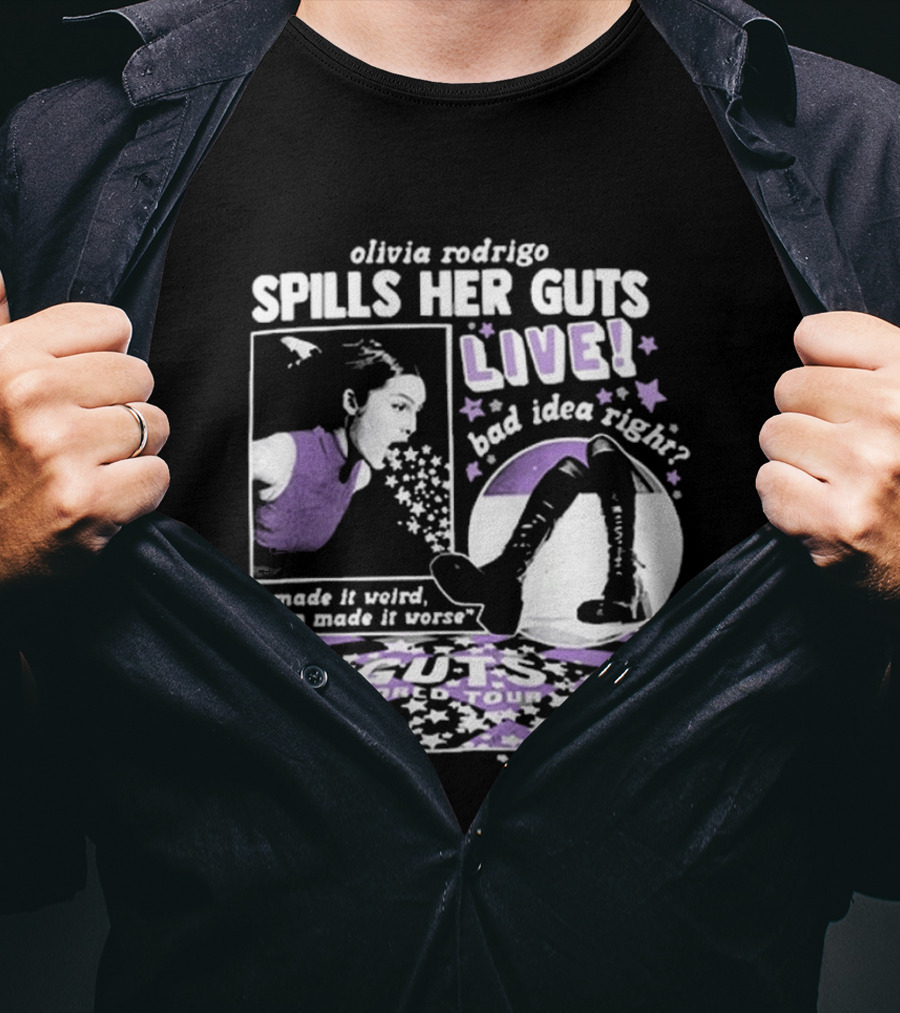 Olivia Rodrigo Spills Her Guts Live World Tour 2023 Bad Idea Right? T-Shirt