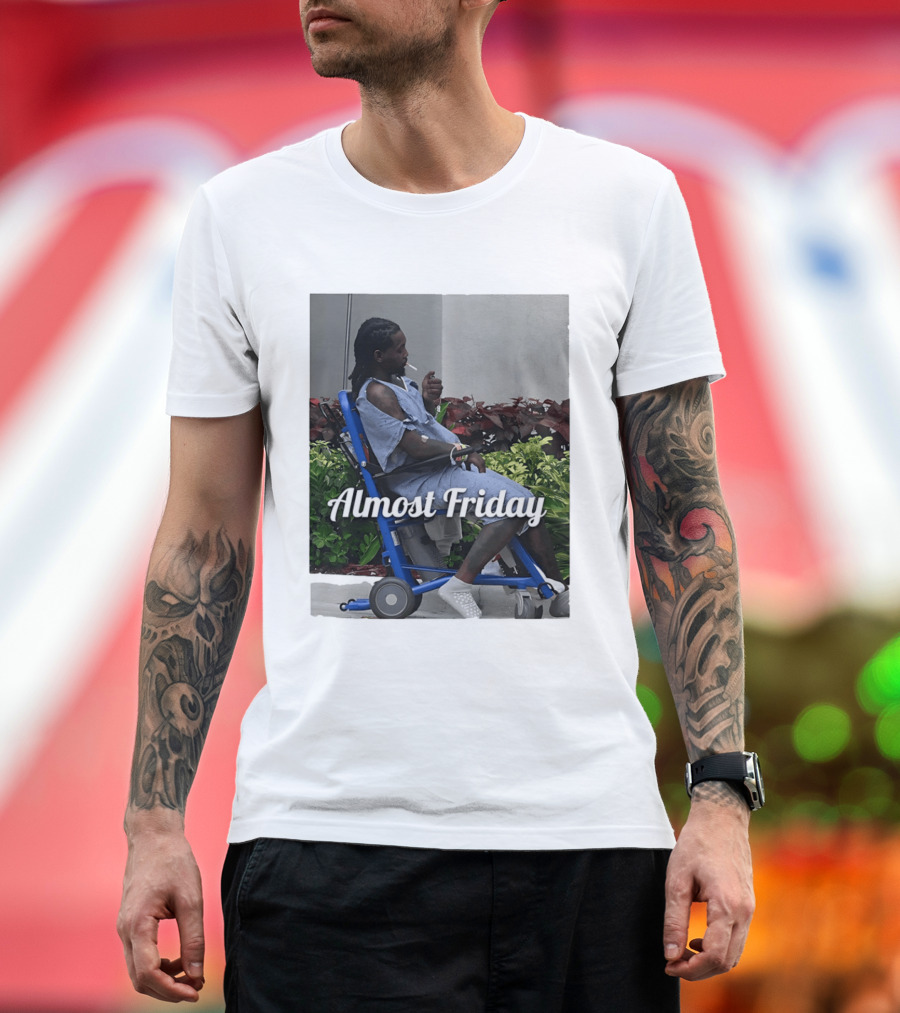 Almost Friday Offset Cigarette Wheelchair Vibes T-Shirt
