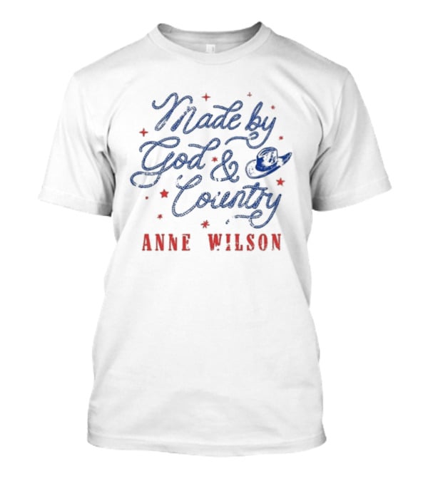 Anne Wilson Made By God And Country Red And Blue Stars T-Shirt
