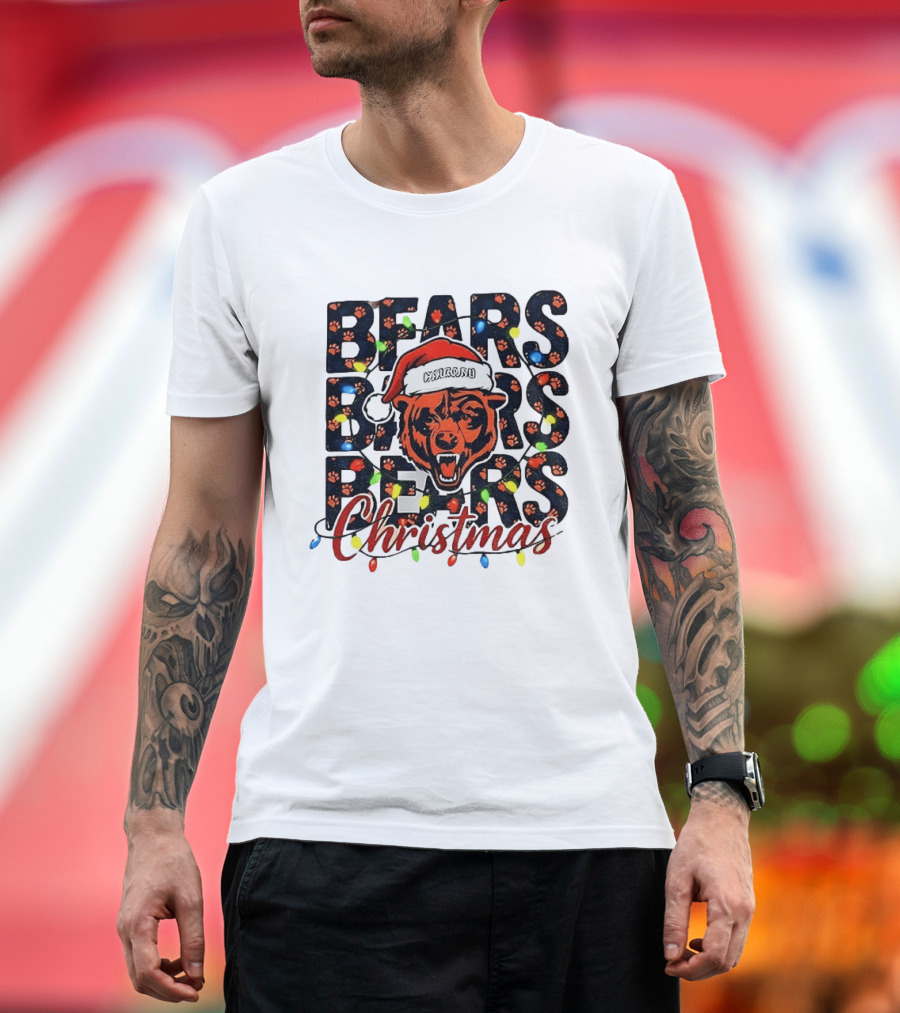 Bears Christmas Bear Santa Claus Chicago Bears Football T-Shirt