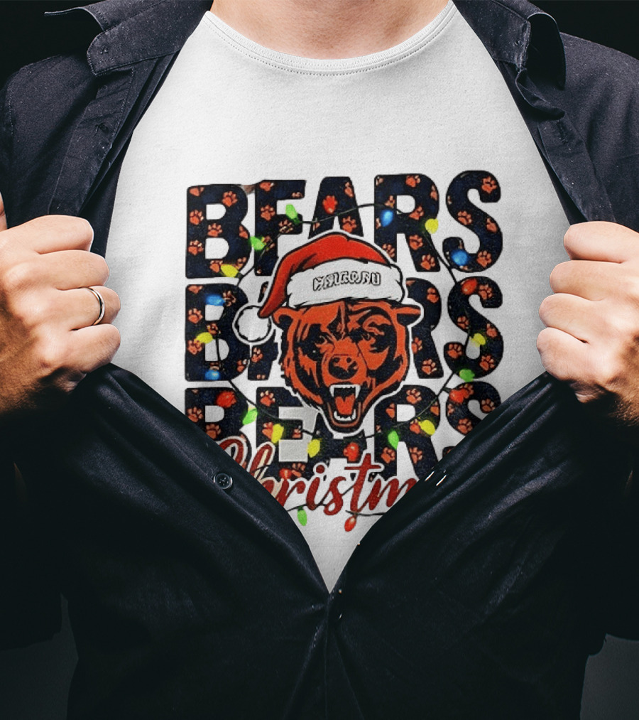 Bears Christmas Bear Santa Claus Chicago Bears Football T-Shirt