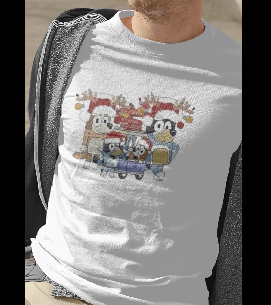 Bluey Family Christmas Santa Hats Merry Xmas 2024 T-Shirt