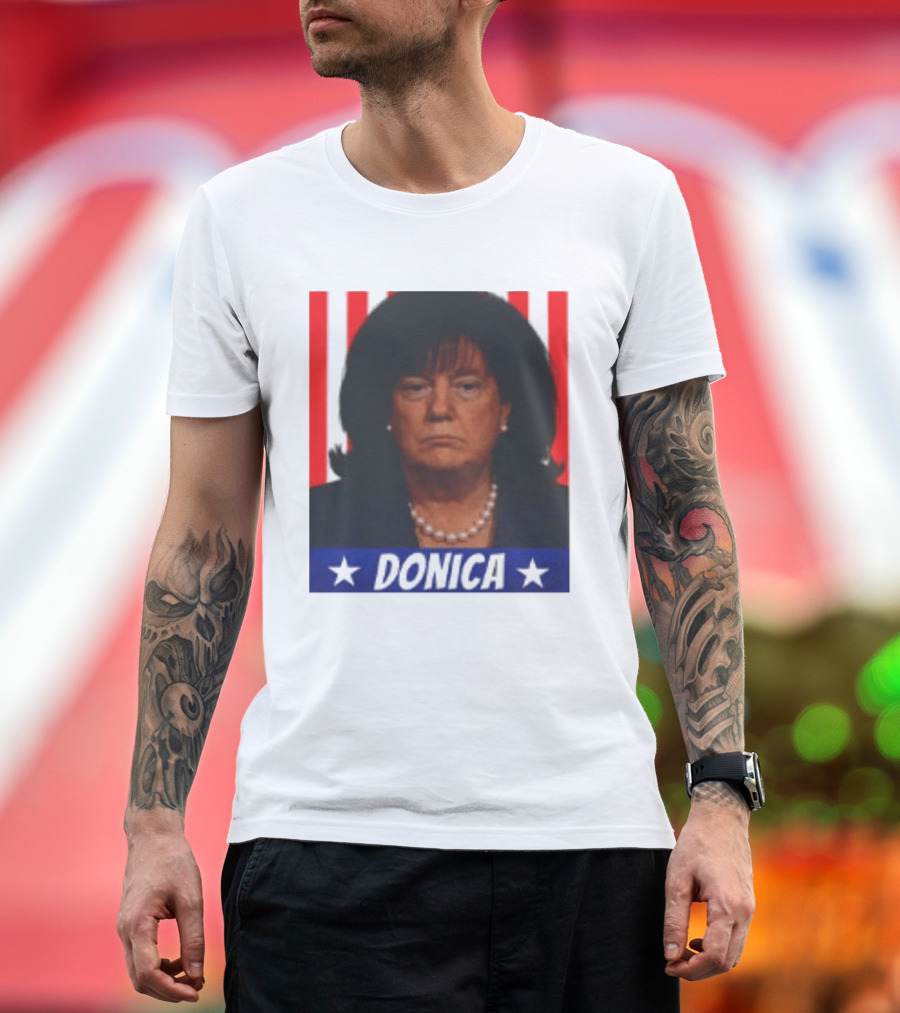 Donica Lewinsky 2025 Campaign Style Stars Red Stripes T-Shirt