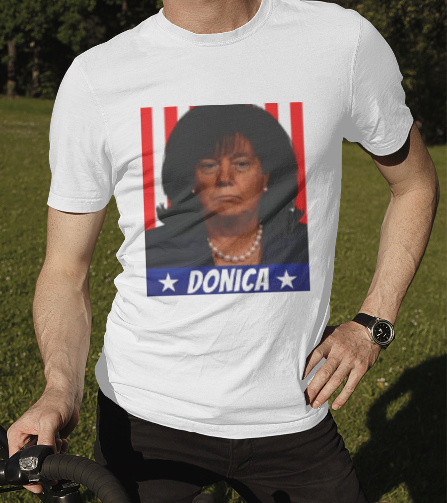 Donica Lewinsky 2025 Campaign Style Stars Red Stripes T-Shirt