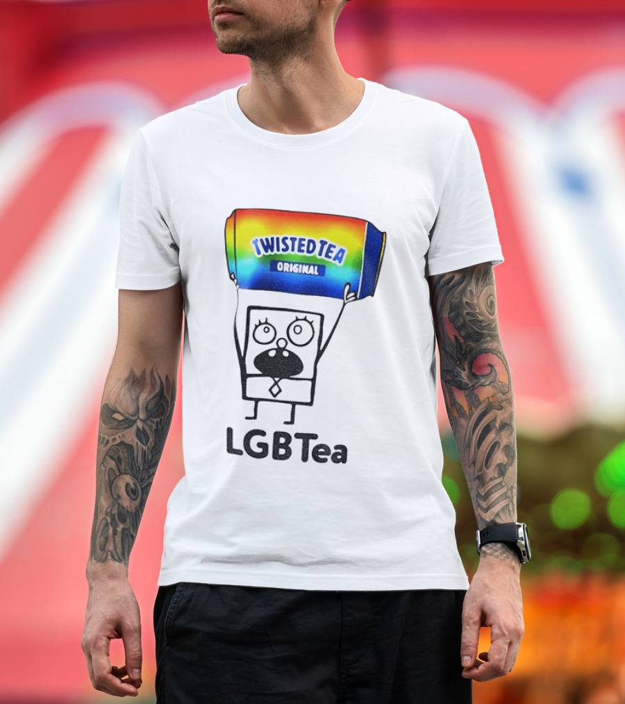 Doodlebob Holding Rainbow Twisted Tea Original LGBTea Pride LGBTQ+ T-Shirt