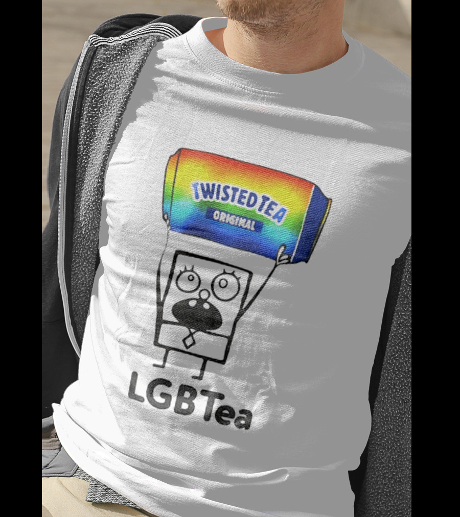 Doodlebob Holding Rainbow Twisted Tea Original LGBTea Pride LGBTQ+ T-Shirt