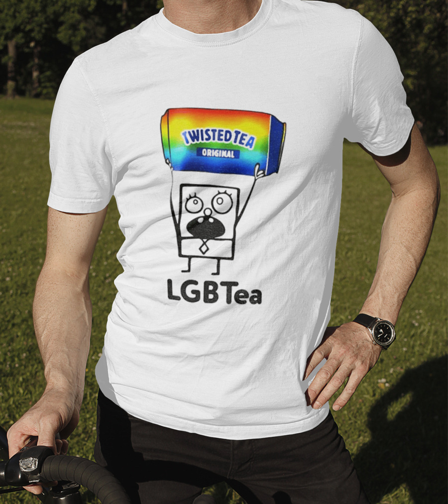 Doodlebob Holding Rainbow Twisted Tea Original LGBTea Pride LGBTQ+ T-Shirt