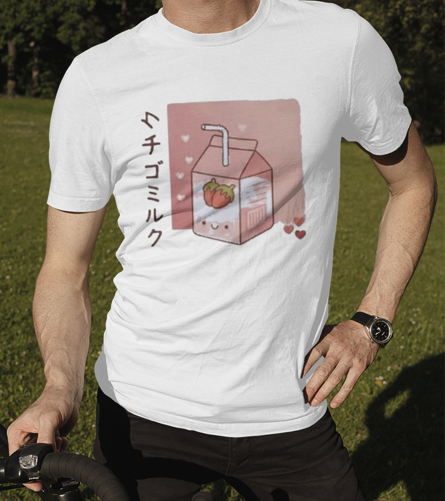 Strawberry Milk Kawaii Cartoon Fight Or Flight Lucas Reyes T-Shirt