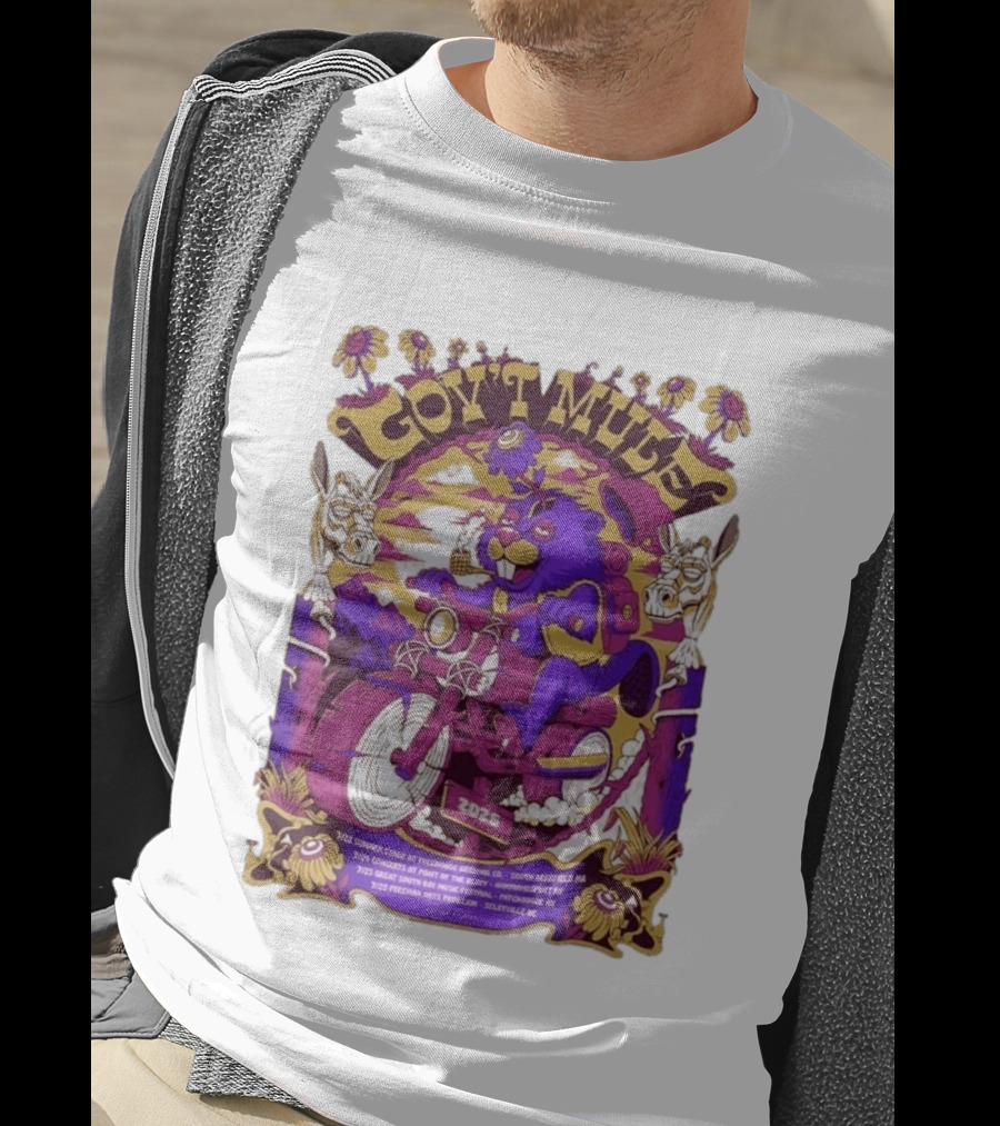 Gov't Mule Summer Tour 2026 Psychedelic Bear Riding Motorcycle Concert Dates And Locations T-Shirt