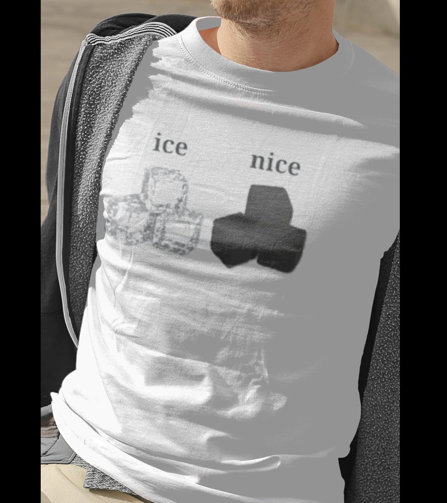 Ice Vs Nice Cubes Playful Word T-Shirt
