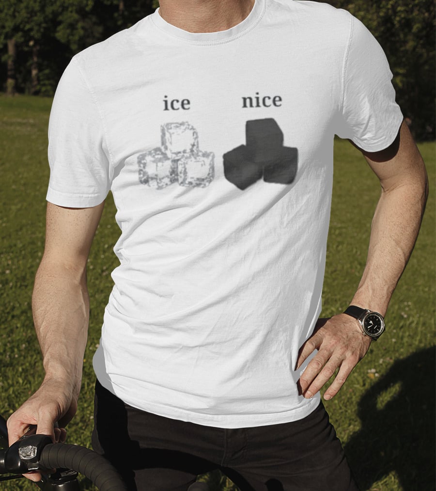 Ice Vs Nice Cubes Playful Word T-Shirt