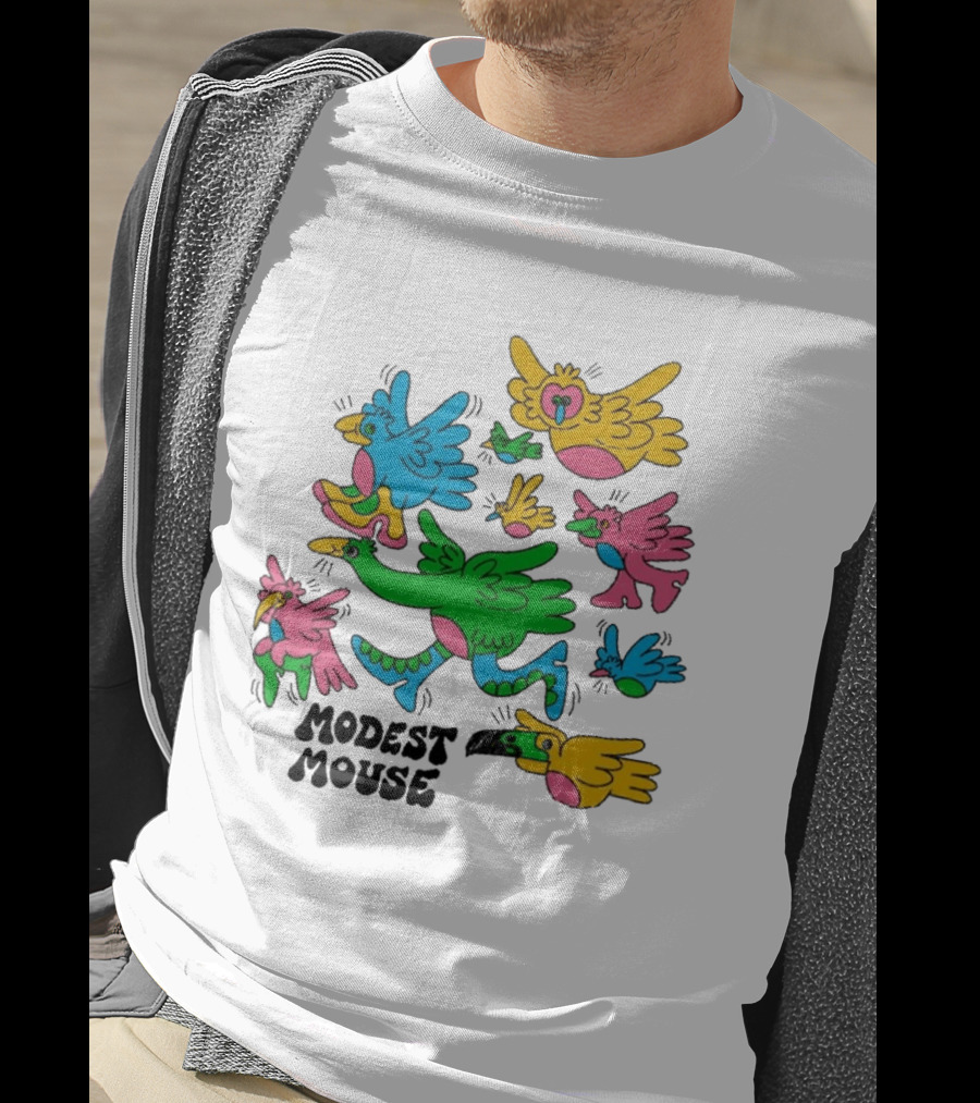 Modest Mouse Colorful Birds Flock T-Shirt