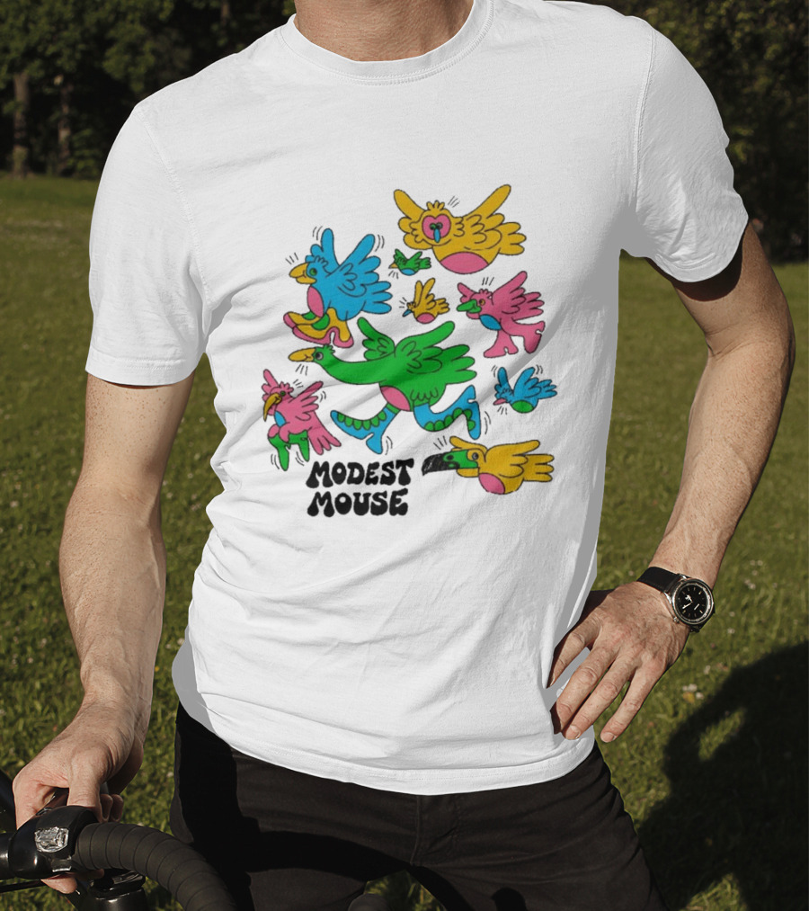 Modest Mouse Colorful Birds Flock T-Shirt
