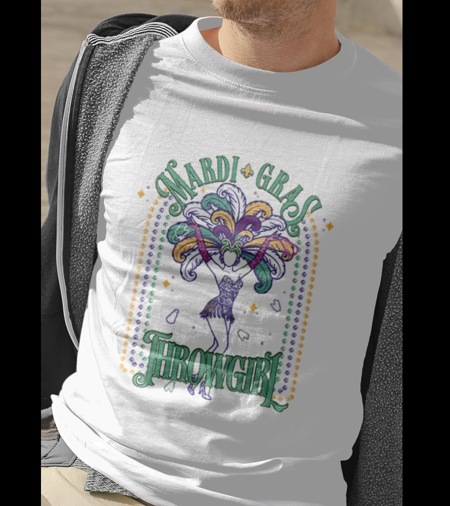 Mardi Gras Throw Girl Feather Dance Costume Celebration T-Shirt