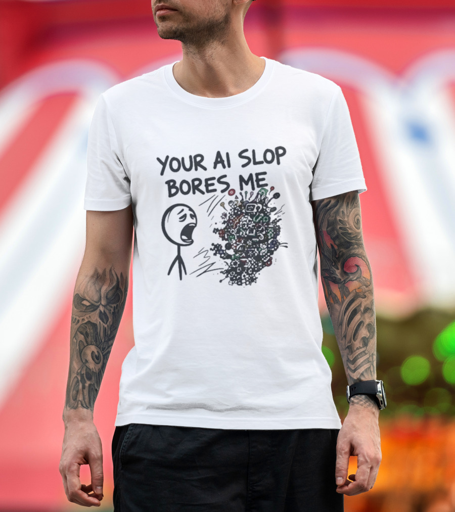 Your AI Slop Bores Me Stick Figure Expression With Colorful Scribbles T-Shirt