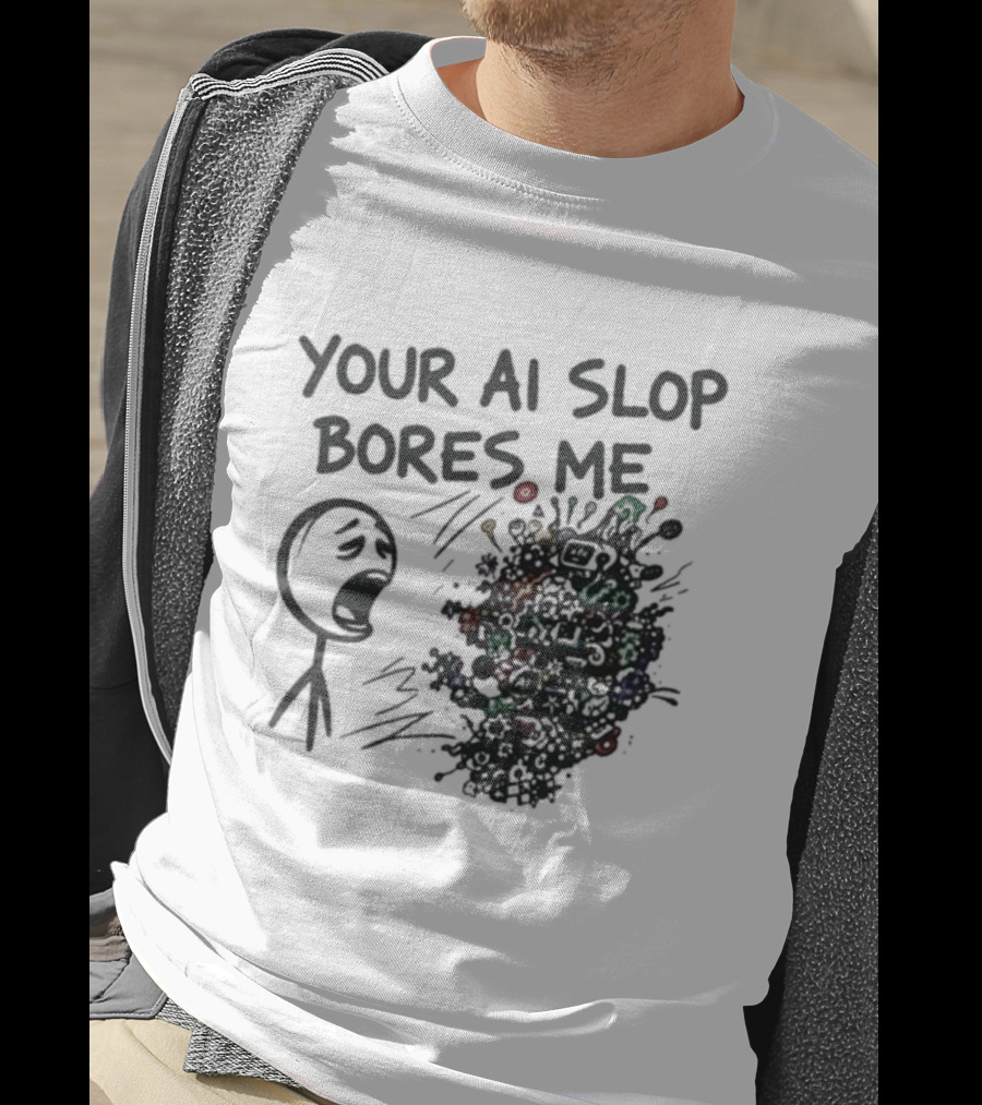 Your AI Slop Bores Me Stick Figure Expression With Colorful Scribbles T-Shirt