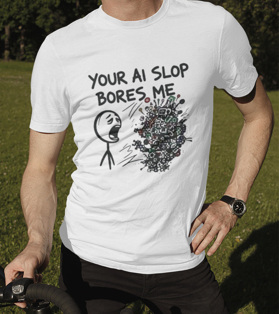 Your AI Slop Bores Me Stick Figure Expression With Colorful Scribbles T-Shirt