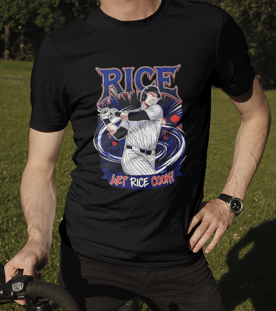 Rice Let Rice Cook New York Yankees Baseball Cartoon T-Shirt