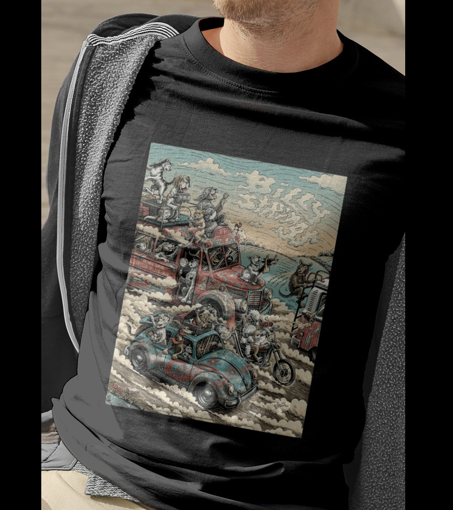 Billy Strings Bethel NY Event August 1 2026 Dylan Goldberger Bethel Woods Center Night 2 Psychedelic Animal Parade T-Shirt