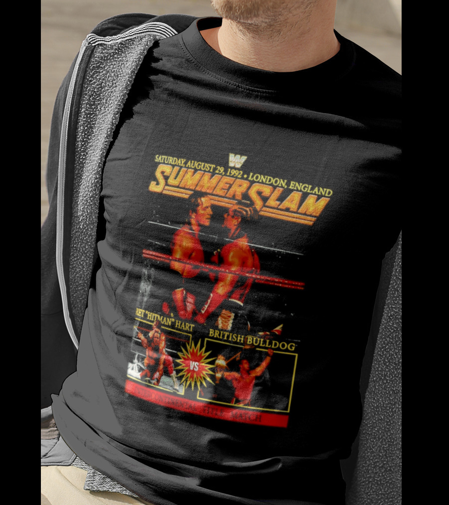 WWF SummerSlam 1992 Bret Hart Vs British Bulldog London England T-Shirt