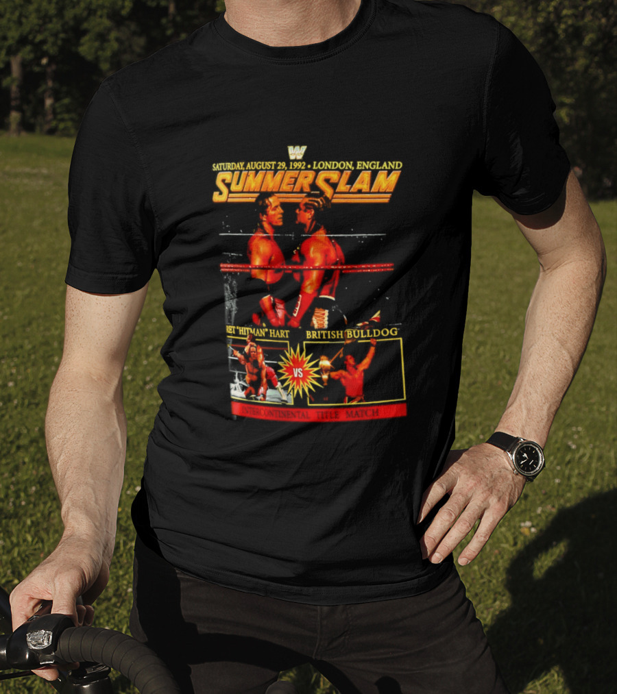 WWF SummerSlam 1992 Bret Hart Vs British Bulldog London England T-Shirt