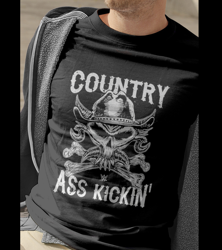 WWE Brock Lesnar Country Ass Kickin Cowboy Skull And Crossbones T-Shirt