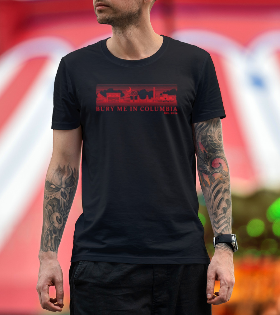 Bury Me In Columbia City Skyline Est 2014 Moon And Trees T-Shirt