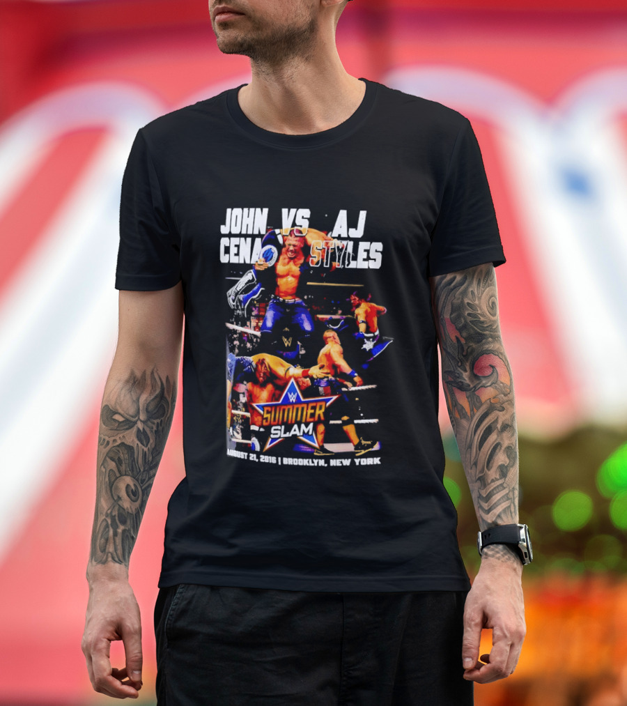 John Cena Vs AJ Styles WWE SummerSlam 2016 Barclays Center August 21 Brooklyn New York T-Shirt