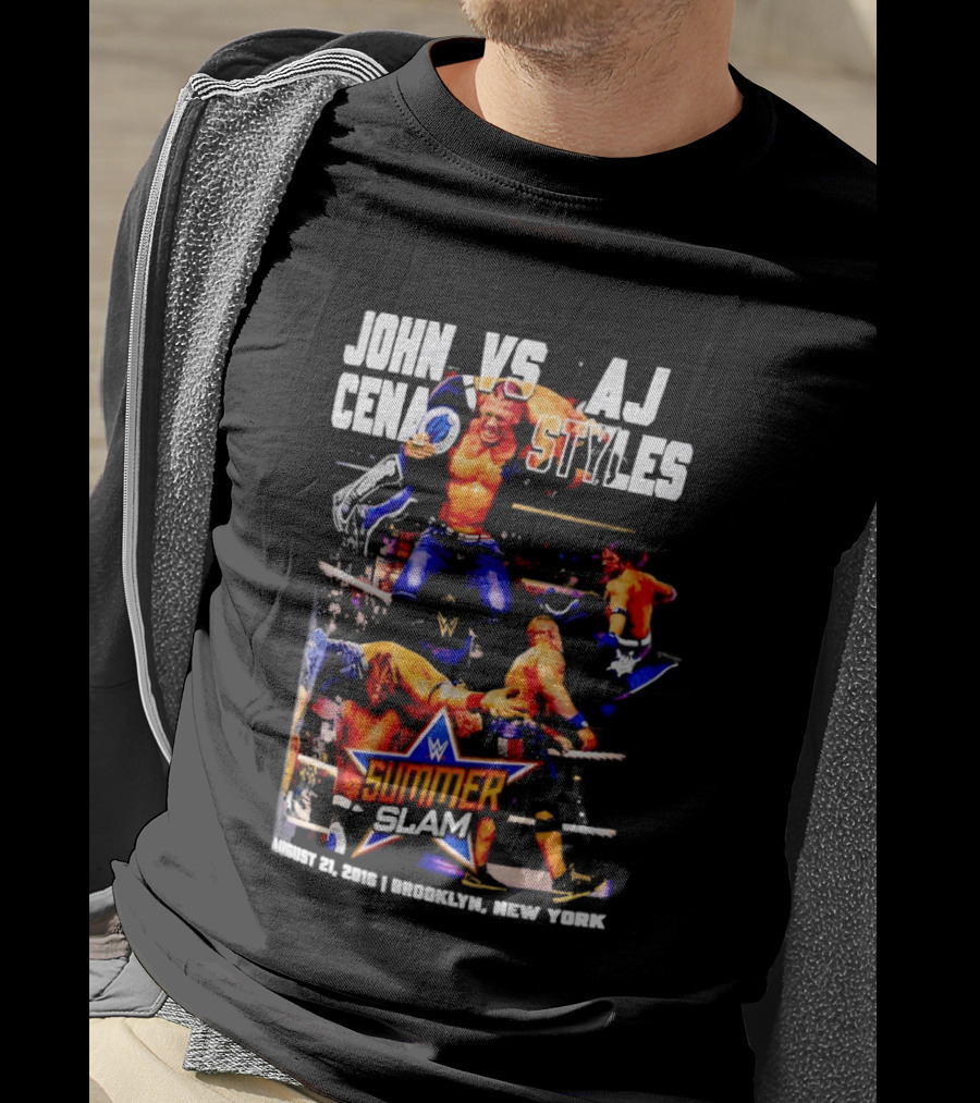 John Cena Vs AJ Styles WWE SummerSlam 2016 Barclays Center August 21 Brooklyn New York T-Shirt