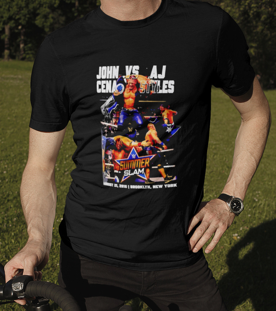 John Cena Vs AJ Styles WWE SummerSlam 2016 Barclays Center August 21 Brooklyn New York T-Shirt