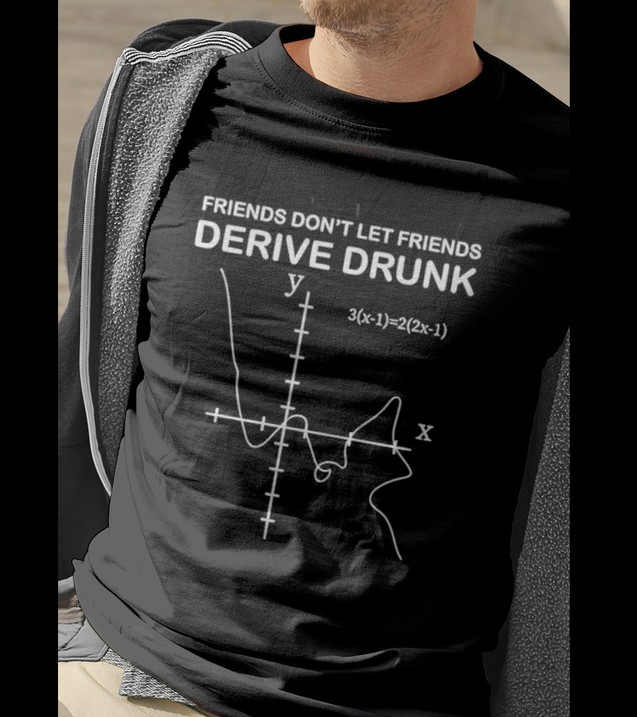 Friends Don't Let Friends Derive Drunk Math Humor Equation Graph T-Shirt