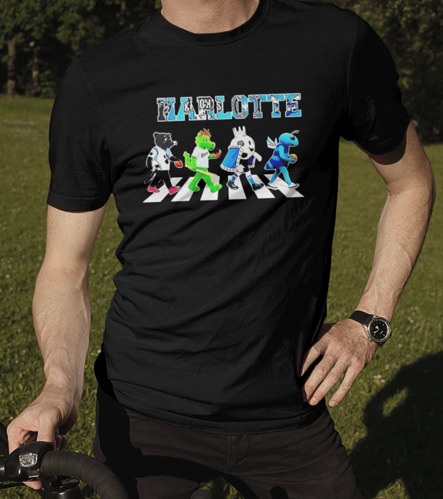 Charlotte Sports Teams Mascots Crossing Abbey Road T-Shirt