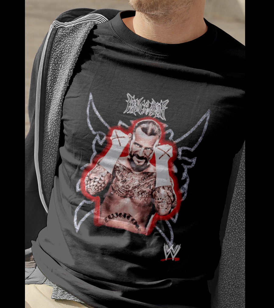 Ken Carson CM Punk WWE Logo Tattooed MMA Fighter T-Shirt