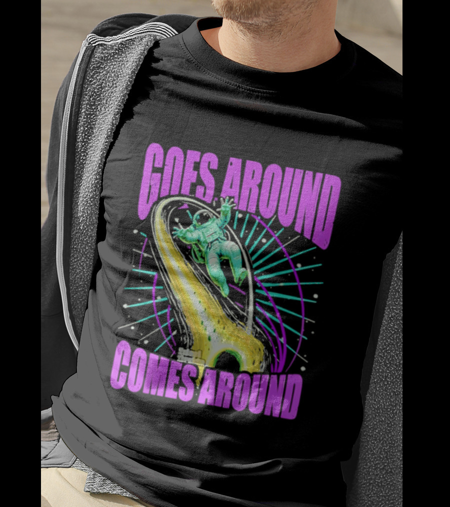 Goes Around Comes Around Astronaut Floating Space Retro Aesthetic T-Shirt