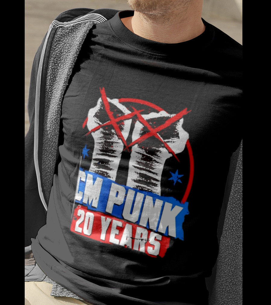 CM Punk 20 Years WWE Fists T-Shirt