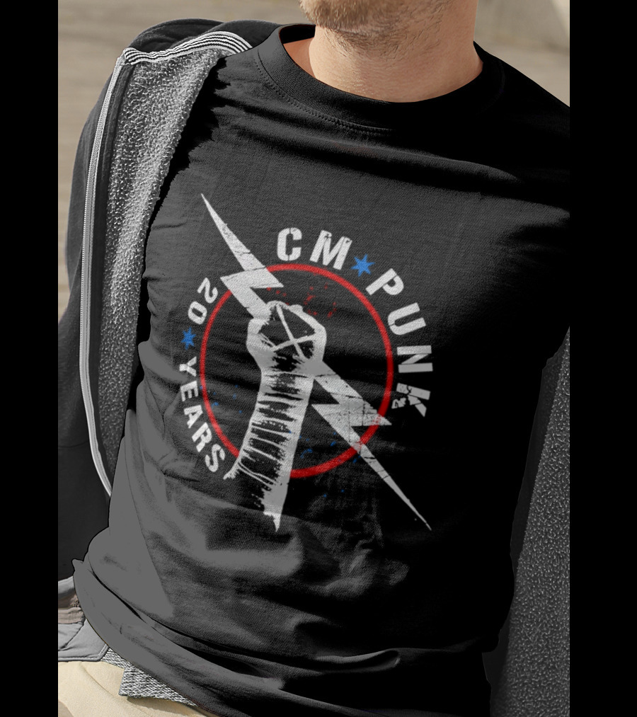 CM Punk 20 Years Lightning Fist WWE T-Shirt