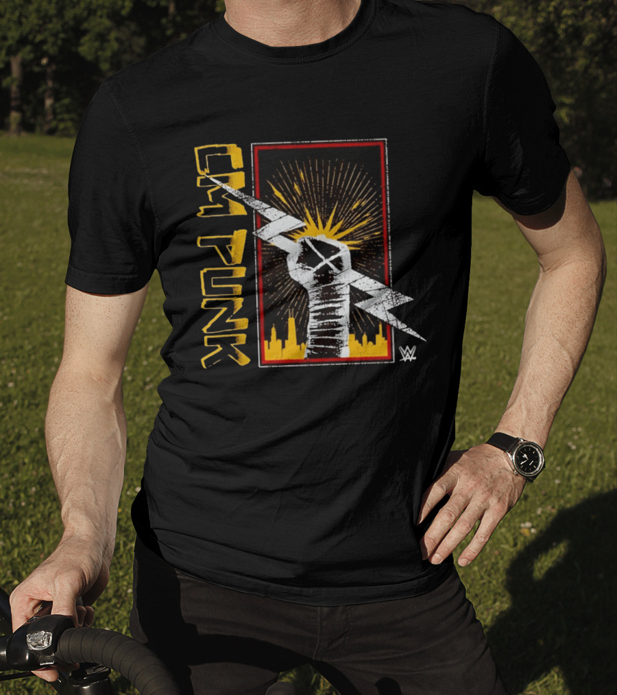 CM Punk WWE Best In The World Lightning Bolt Chicago Skyline Fist T-Shirt
