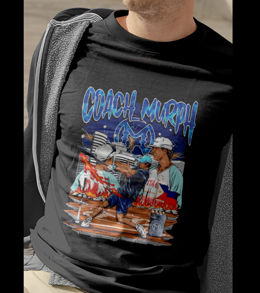 Coach Murph Baseball Training Batting Practice Urban City Flames Philippine Flag T-Shirt