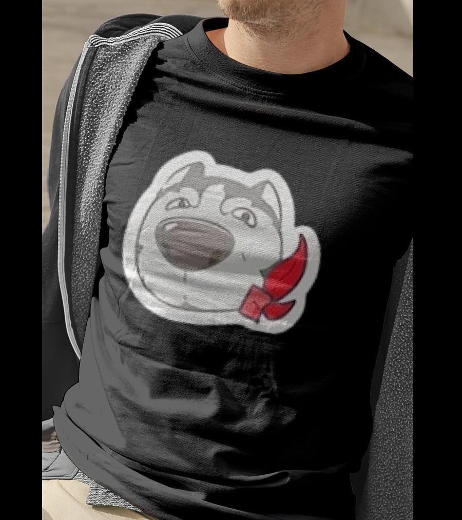 Husky Dog With Red Bandana Puppy Cute Cartoon Face T-Shirt