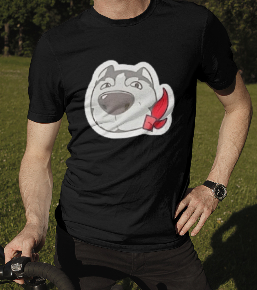 Husky Dog With Red Bandana Puppy Cute Cartoon Face T-Shirt