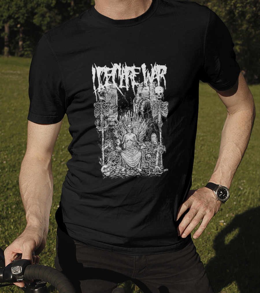 I Declare War Throne Skeleton Warriors Medieval Battle Scene T-Shirt