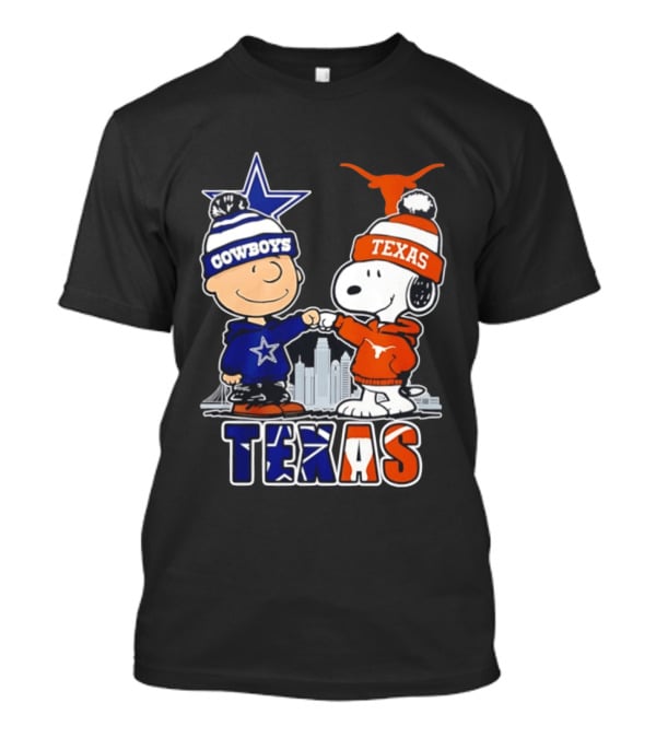 Dallas Cowboys Texas Longhorns Peanuts Characters Stadium Scene T-Shirt