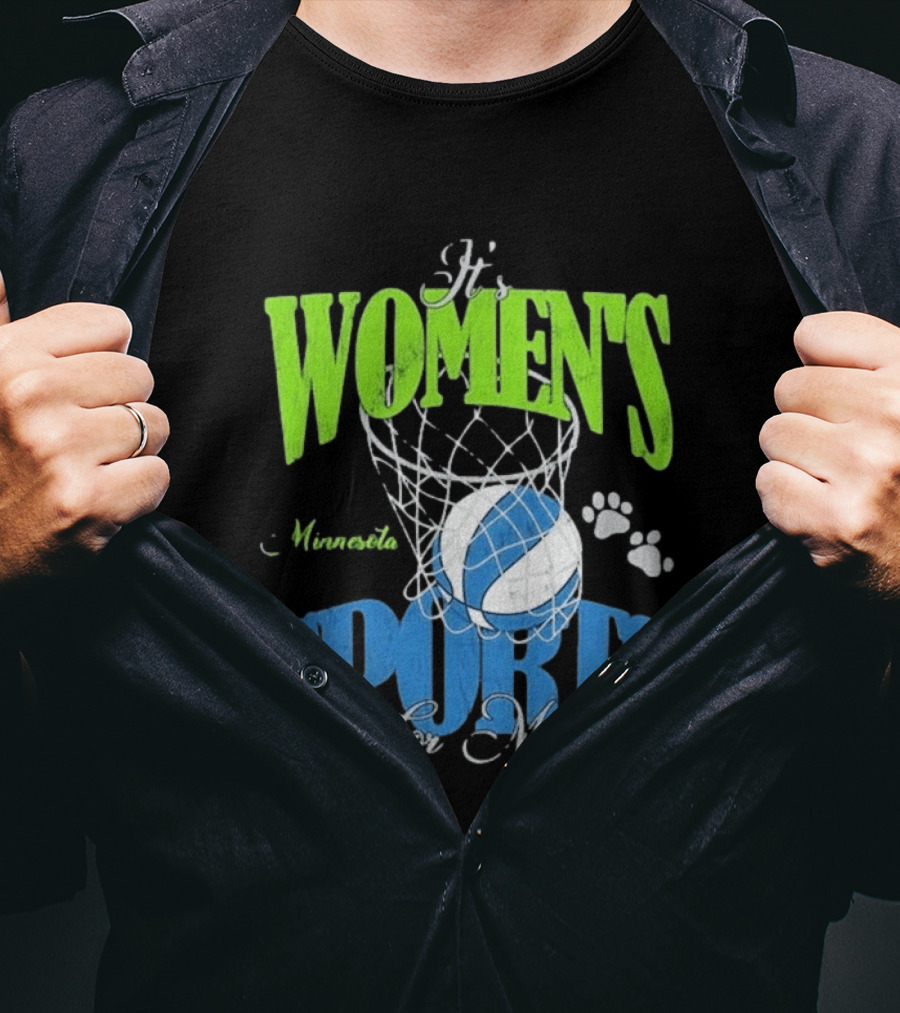 Minnesota Lynx It's Women's Sports For Me Basketball Paw Print T-Shirt