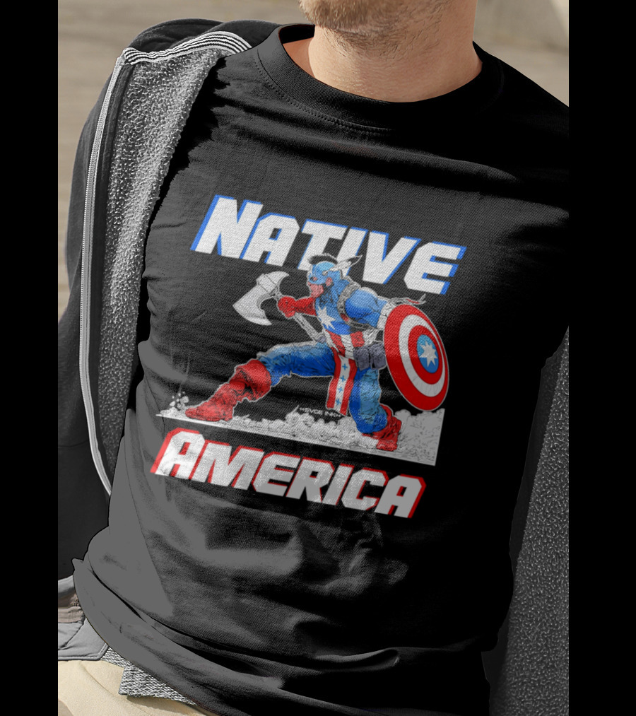 Native America Captain America Axe And Shield Hero T-Shirt