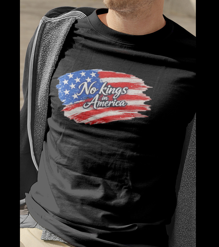 No Kings In America Patriotic Stars And Stripes T-Shirt