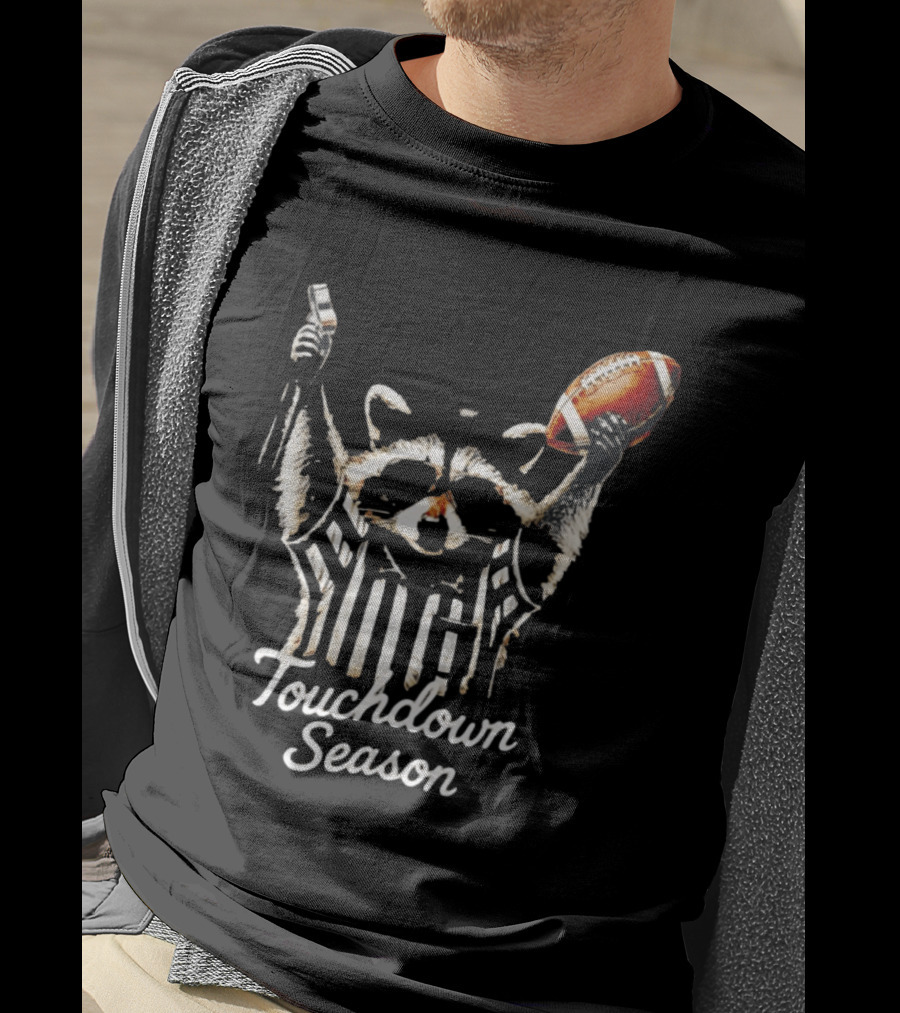 Raccoon Referee Touchdown Season Football Humor T-Shirt