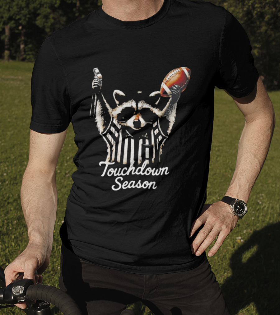 Raccoon Referee Touchdown Season Football Humor T-Shirt
