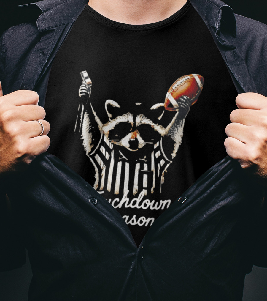 Raccoon Referee Touchdown Season Football Humor T-Shirt